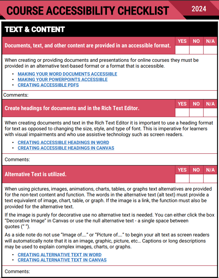 Course accessibility checklist thumbnail