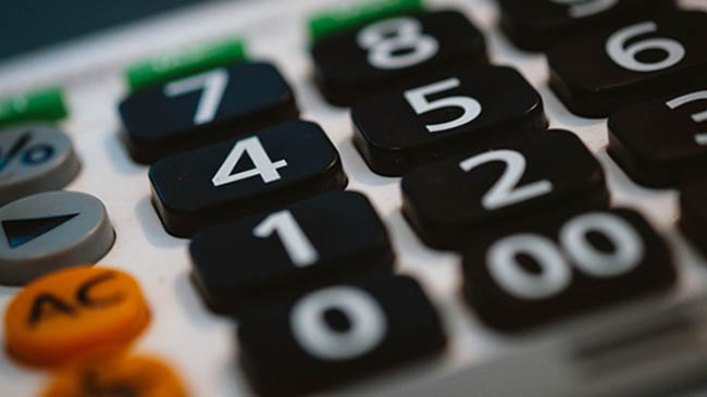 A close-up of a calculator displaying numbers.