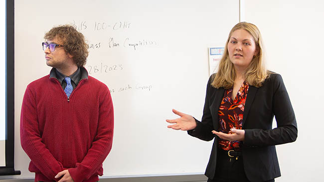 Students in a business classroom.