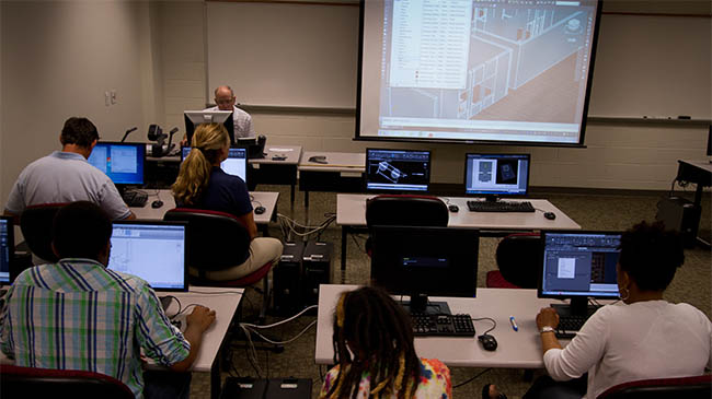 Students learning in an Architectural Engineering class at Reynolds.